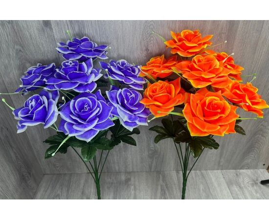 Розы искусственные 10 шт (разного цвета), код 3687797
