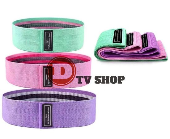 Набор тканевых фитнес резинок (ленточных эспандеров) Hip resistance bands 3 штуки, код 105575